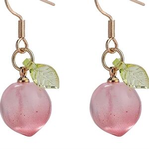 Pink and Gold Earrings with Leaf Detail
